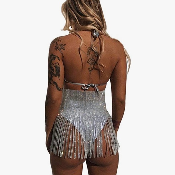 Ciao Adirana Rhinestone Silver Corset Belt - Picture 2 of 16